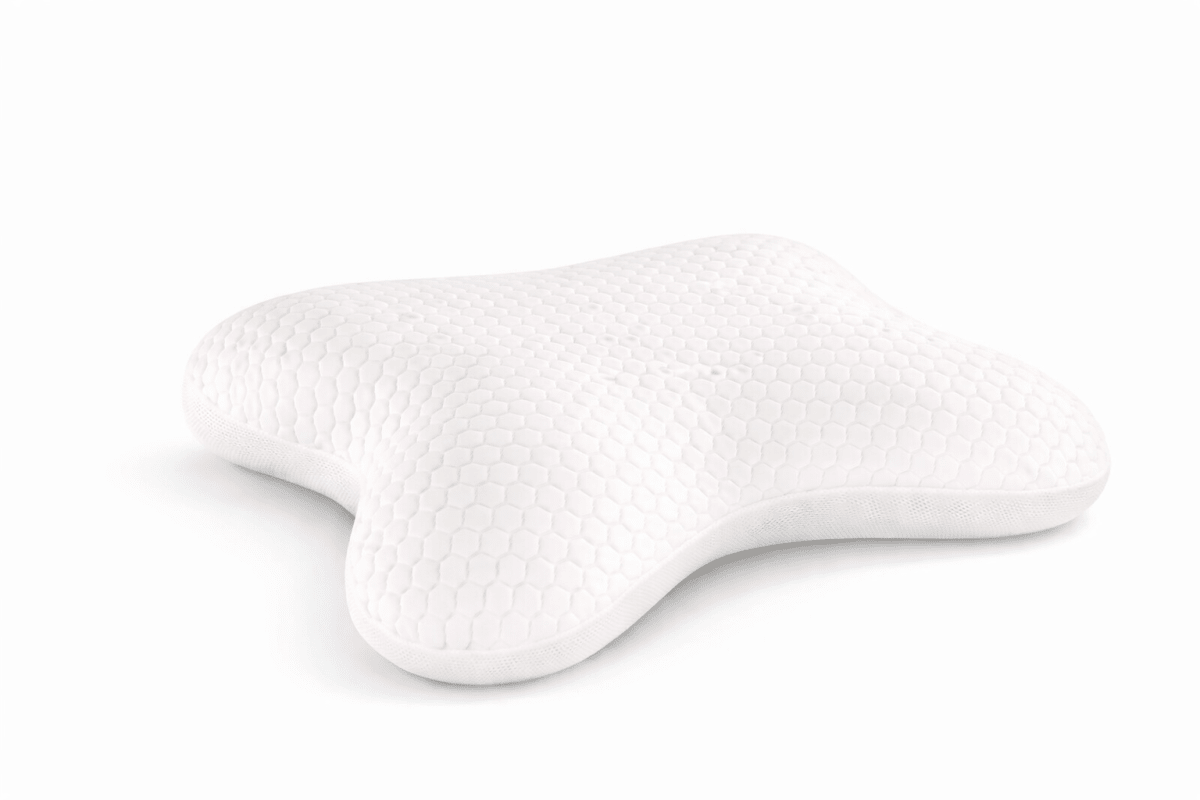 Oreiller à mémoire de forme bloc monobloc avec côtés échancrés, gamme Câlin technologie végétale — Fabriqué en France